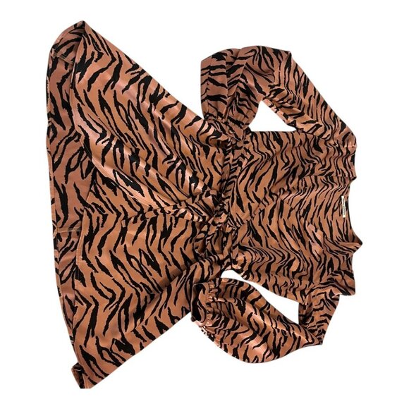 Reformation Tiger Print Wrap Dress Women’s Size Small Long Sleeve V-Neck Mini - Picture 5 of 6